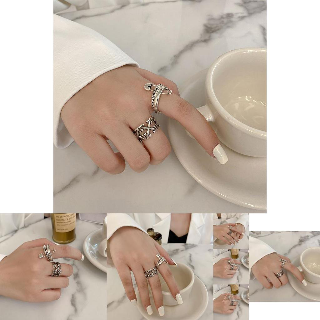 Elegant Korean Style Hollow Design Double Layer Ring Adjustable Jewelry For Women