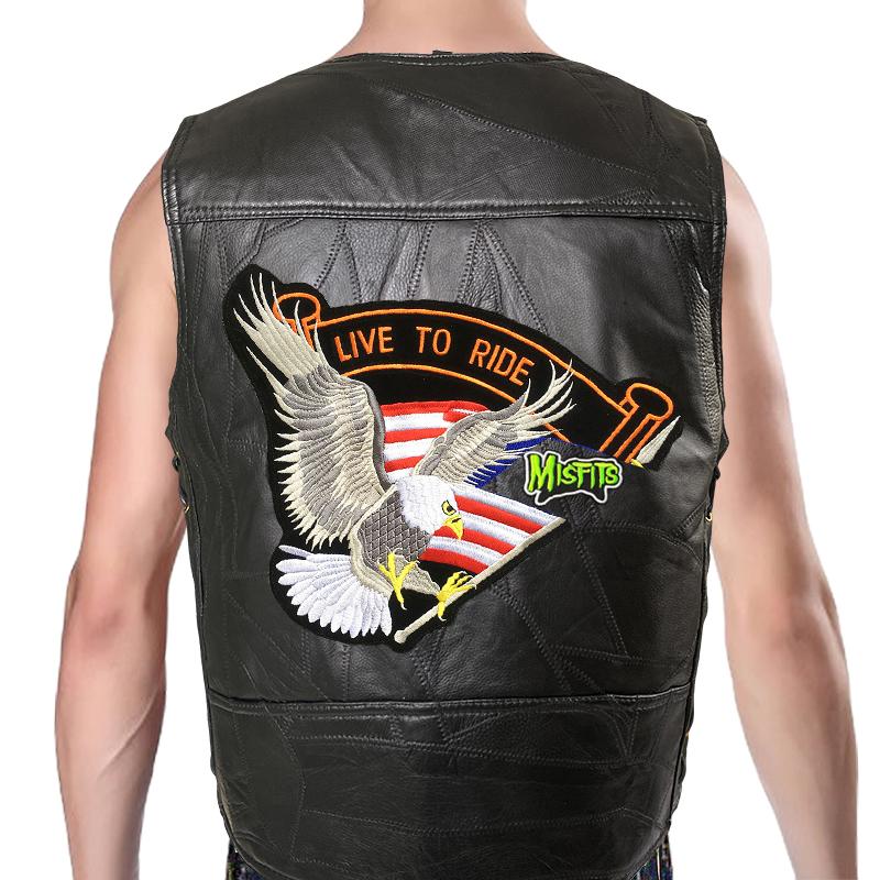 

Жилет-застібка Шкіряний жилет чоловічий Мотоциклетний Наплічний Чотирисезонний Для їзди на велосипеді Застібка Класичний Вишитий значок Застібний дріт Рекламний продукт XXXXL чорний