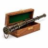 Ręcznie wykonany mosiężny teleskop luneta Steampunk Piracki celownik z drewnianym pudełkiem