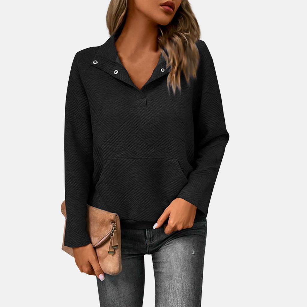 Women's Casual Solid Color Slim Fit Sweater Textured Stand Collar Long Sleeve Top