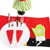 Christmas Mini Hat and Wine Bottle Decoration Set: Festive Knife, Fork & Tableware Covers