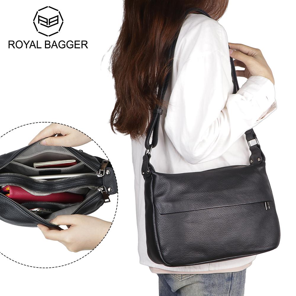 

Женские сумки через плечо Royal Bagger, сумка через плечо из натуральной кожи, однотонная повседневная сумка-портмоне 1810 чёрный