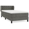 Vidaxl Continental Bed With Mattress, Dark Grey Velvet, 100X200Cm