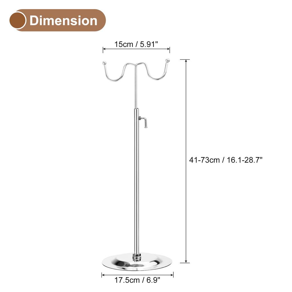 Uxcell Handbag Display Stand, Set of 2, Height Adjustable Tabletop Double Hook Handbag Rack for Retail Boutiques, Silver