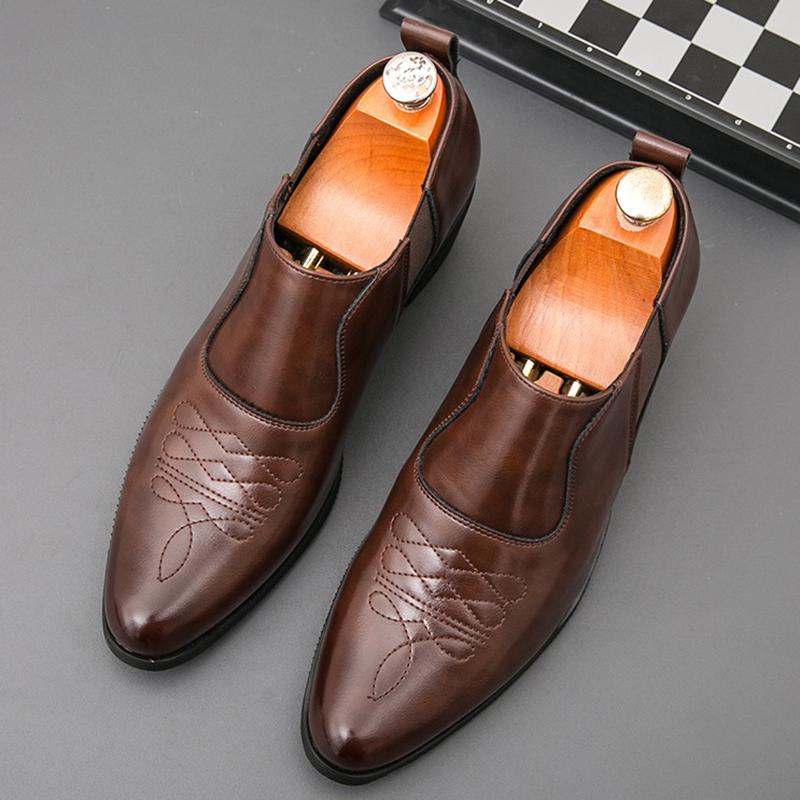 Fashion New Fashion Men's Pointed Black Brown Height Increasing Formal Shoes Male Wedding Prom Homecoming Flats Sapato Social Masculino