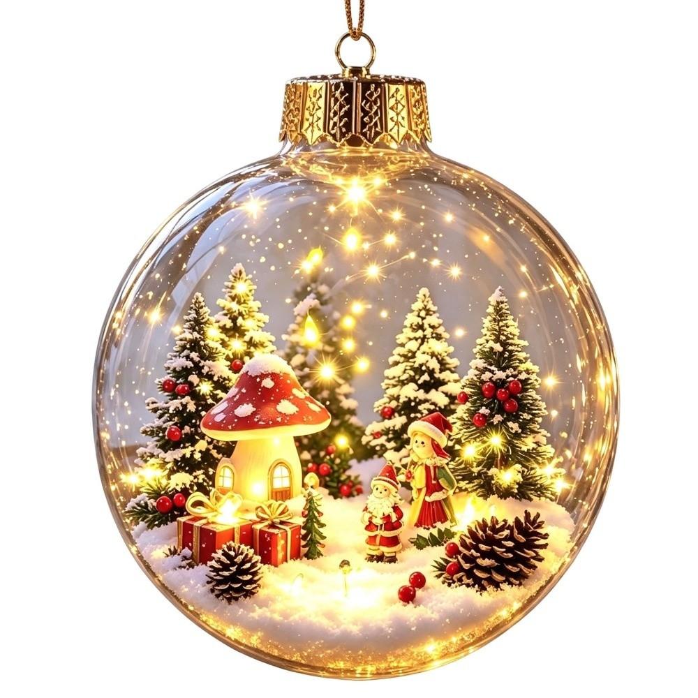 Transparent Christmas Ball Ornament 2D Flat Pattern Lightweight 3D Acrylic Pendant Compact Shatterproof Clear Sphere Bauble