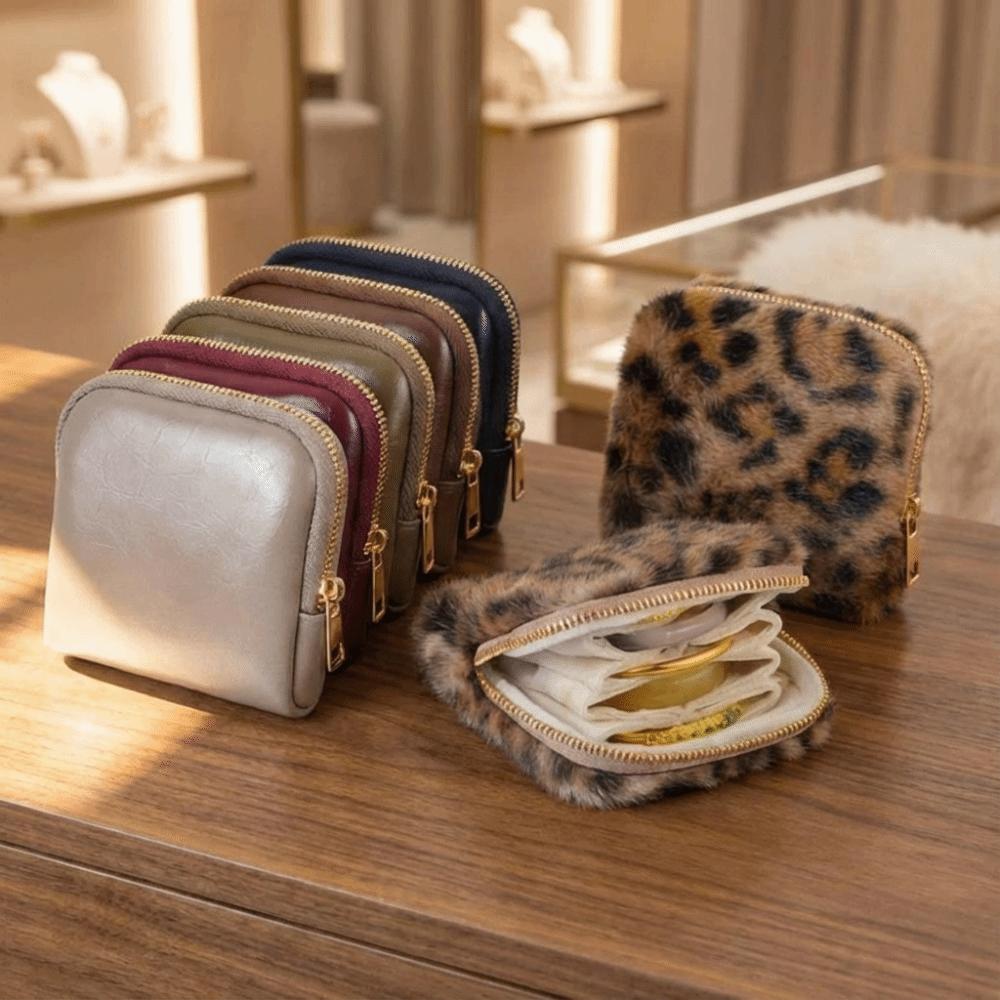 Anti-Scratch Jewelry Storage Bag PU Bracelet Display Pouch Zipper Jewelry Bag Home Storage