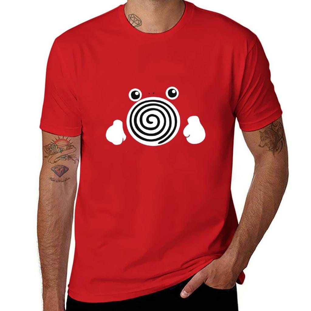 Minimalistisches Poliwhirl T-Shirt, koreanische Mode, Schwergewichte, schnelltrocknende Oberteile in Übergrößen, Herrenbekleidung