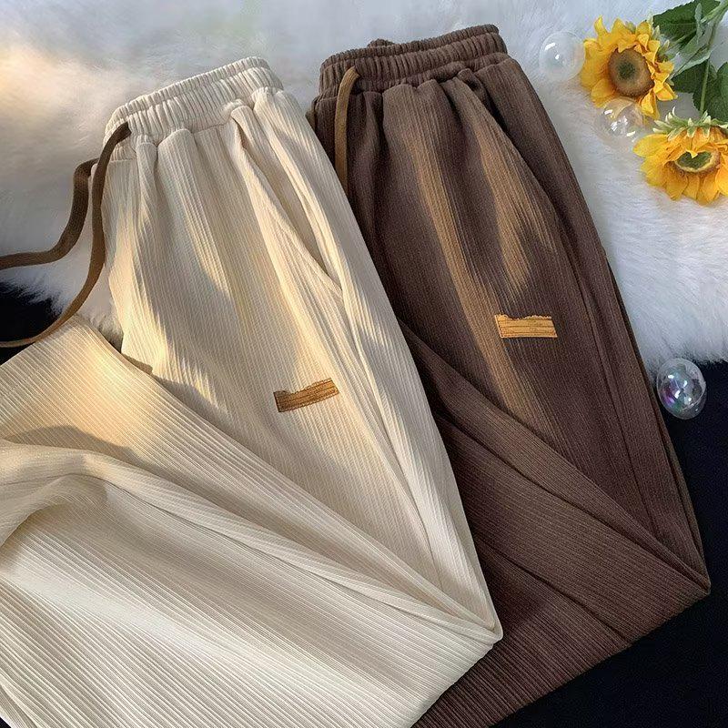 2024 Summer Unisex Ice Silk Wide-Leg Pants - Loose, Trendy Korean Style