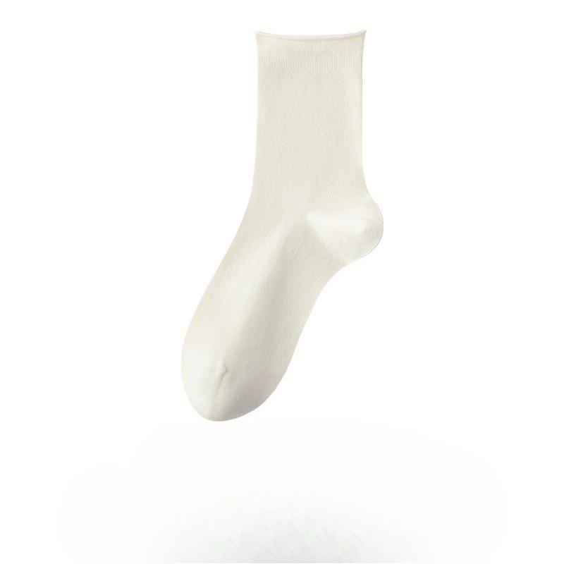 Pure Cotton Socks - Children's Summer Lightweight Rolled-edge Unlined Postpartum Socks - 100% Cotton Anti-odor Mid-calf Women's Socks