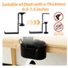 4 in 1 Desk Cup Holder Clamp on Under Desk Headphone Hanger Versatile Easy to Install Cup Holder for Coffee Mugs Water Bottles