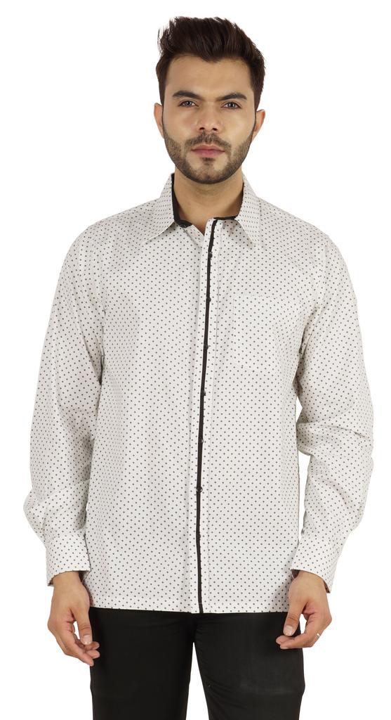 BestMan Printed Shirt For Mens Cotton Office Wear Long Sleeves Button Down Formal