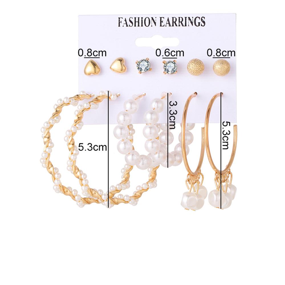 Retro Elegant Hoop Earrings Set for Women Temperament Zircon Stud Earrings Jewelry Set Gift