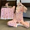 Cloud Cotton Pajamas Women'S Summer Sweet Girl Soft Short-Sleeved Three-Piece High-Value Cartoon Loungewear