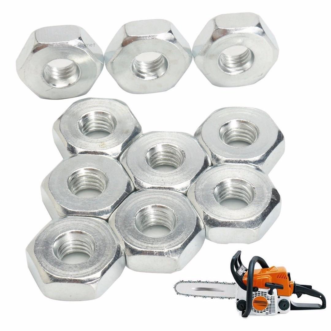 

pdtoweb 10 шт. M8 гайка направляющей шины подходит для бензопилы MS 180 250 381 361 440 660, серебро