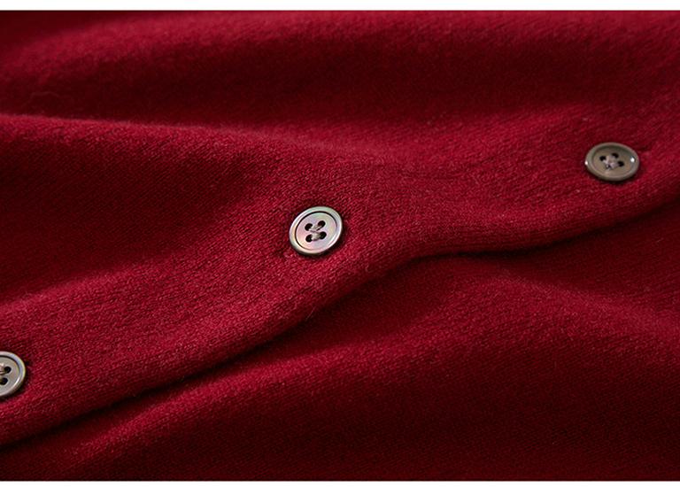 Women's Round Neck Cashmere Beaded Knit Cardigan - Autumn/Winter Solid Color Long Sleeve Versatile Fashion Sweater