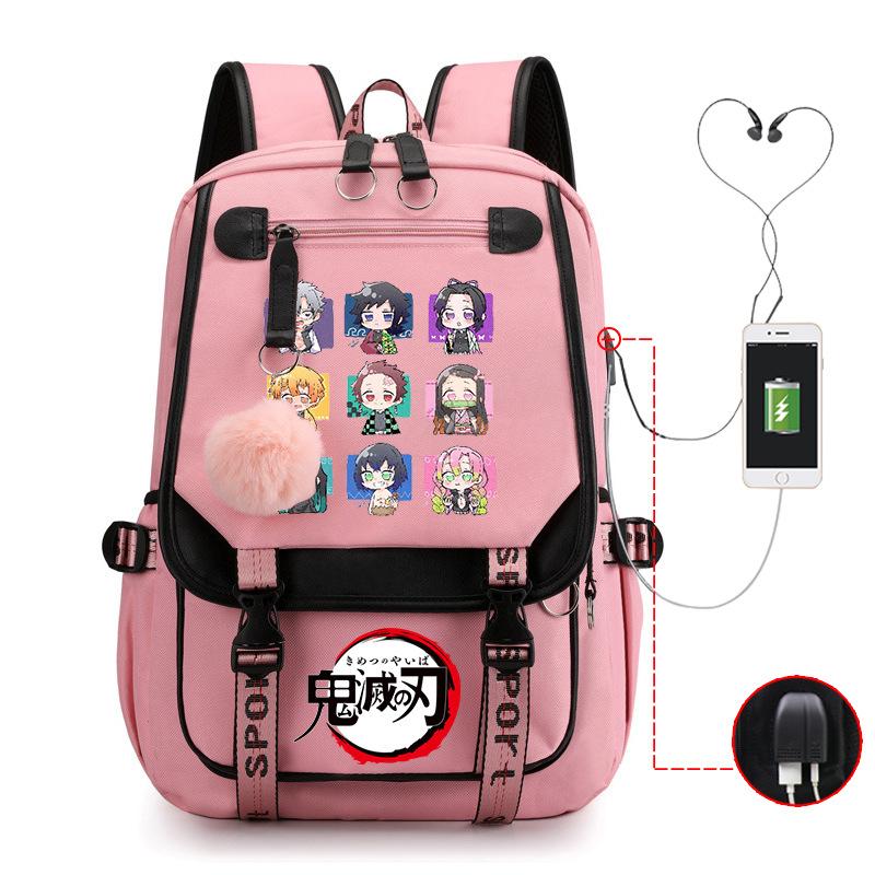 Ghost Annihilation Blade Grade 3-6 Junior High School Student High School Student School Bag Strap USB Multifunctional Backpack