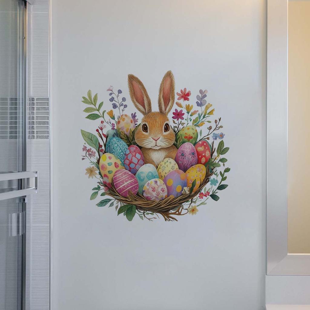Easter Wall Stickers, Creative Gentleman Bunny Decor, Self-Adhesive Wall Art for Bedroom Living Room Holiday Background Decoration