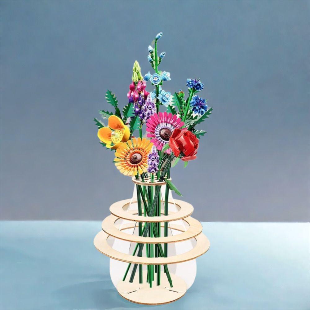 Handmade Wooden Puzzle Flower Vase Natural Plant Display Rack  Kitchen Bedroom