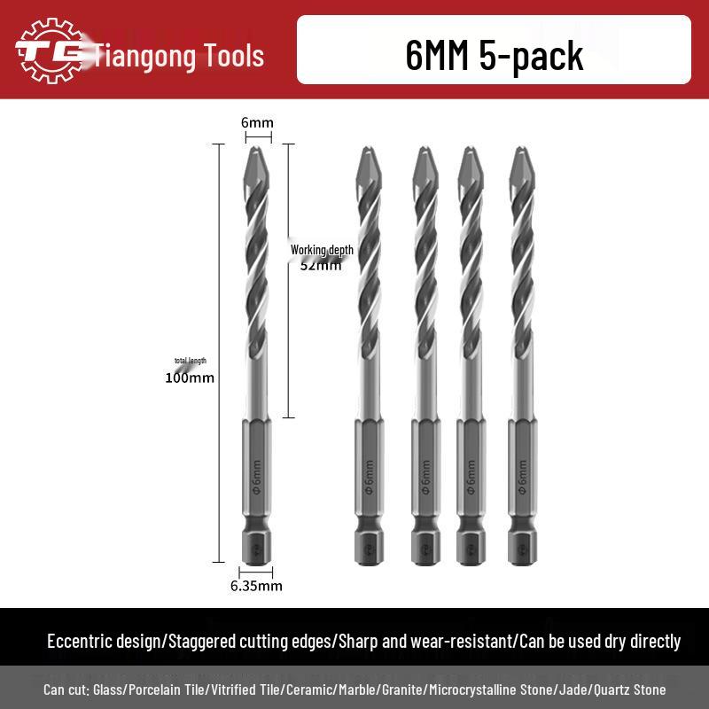 Eccentric Tile Drill Bit for Concrete, Cement, and Ceramic – Super Hard Alloy Triangle Impact.