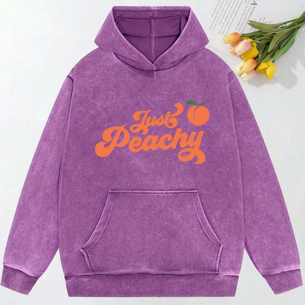 Just Peachy FrUit Printed Women Washed Hoody Oversize Clothes Loose Street Clothes Cotton Autumn Women Hoodies
