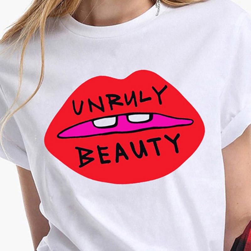 Červené rty s potiskem Trička pro ženy Módní klub Sexy Tričko na rty Polibkové rty Legrační léto Tričko s krátkým rukávem Dámské tričko