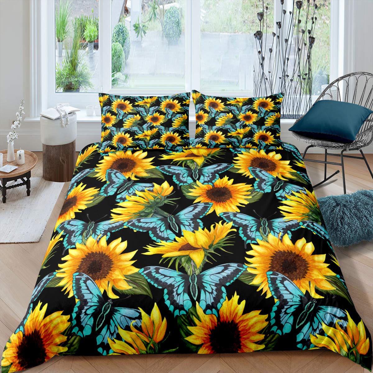 

Желтый цветочный пододеяльник Queen Set, комплект постельного белья Creative Stone Still Life из 3 предметов для детей, мягкий пододеяльник с минималистичным принтом природы EU Single(135x200cm)