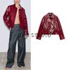 Spring New Women's Clothing Fashion Loose Decorated Row Button Leather Long Sleeves Lapel Jacket 5479048