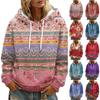 Women's Floral Print Casual Hoodie with Pocket and Long Sleeve Top