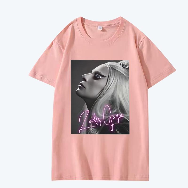 Lady Gaga Hudební zpěvačka Tričko Unisex Dámské Oversized 100% Bavlna Horký Výprodej Krátký Rukáv Letní Módní Potisk Unisex Větší Velikosti Topy