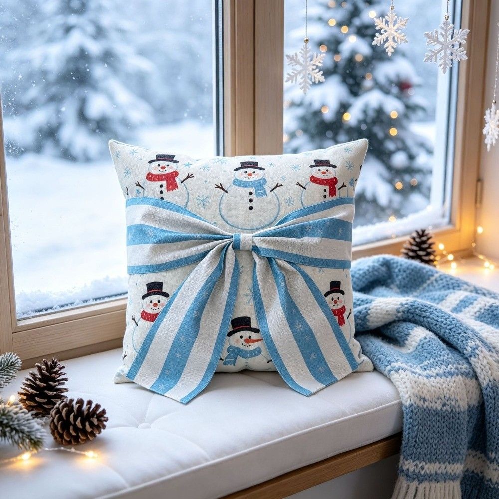 Snowflake Christmas Pillow Cover Exquisite Snowman Pillow Cover Throw Cushion Case Bedroom