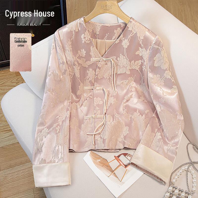 

Женская куртка Silkbay в новом китайском стиле с V-образным вырезом и застежкой на дисковые пуговицы L