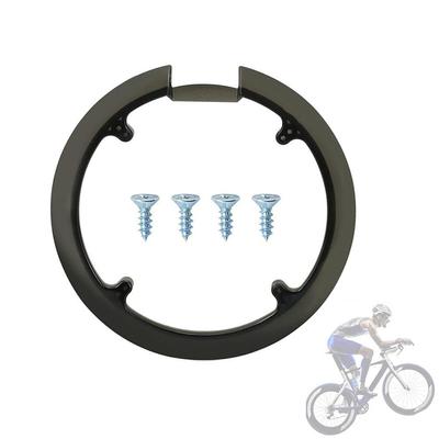 1 Set of Mountain Bike Chainring Guards, 42-tooth and 44-tooth Universal, with 4 Screws, Black, 20cm Diameter.