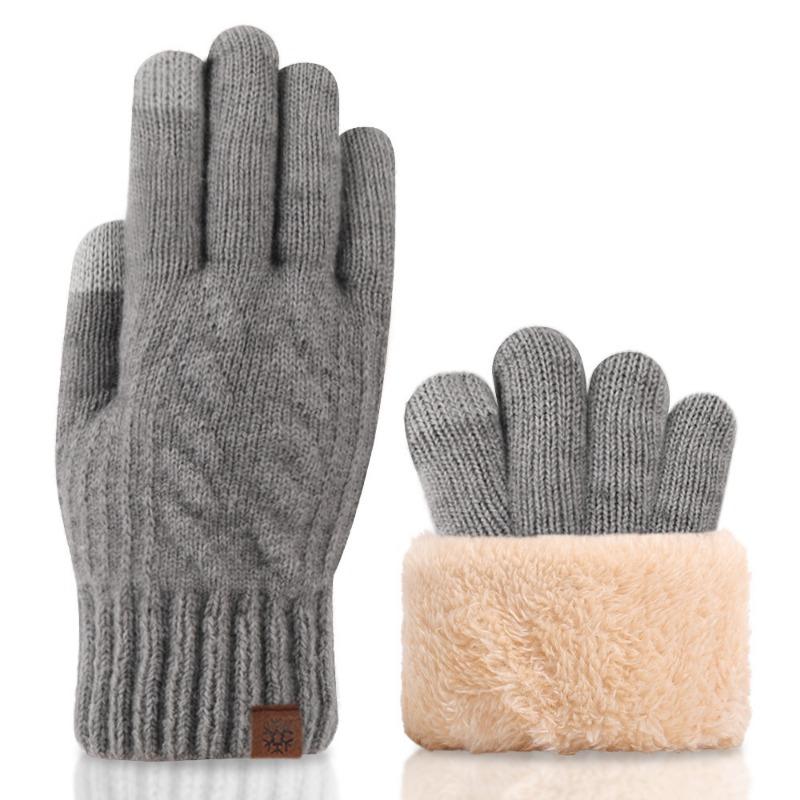 Fleece Thickened Twist Knitted Gloves Men's Cold and Warm Gloves Wool Outdoor Windproof Gloves Winter