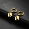 RSAMD Leaves Round Pendant Drop Earrings Women Stainless Steel Hoop Earring Jewelry-Round Gold Color