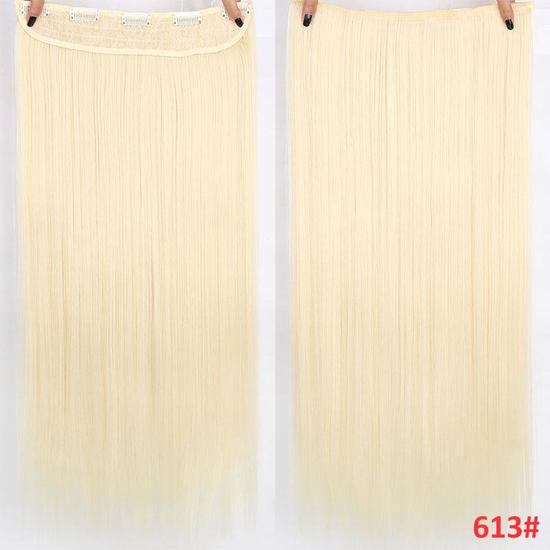 5Clips In Hair Synthetic Long Straight Hair Extensions Natural Hairpiece For Women Cosplay Party Wear
