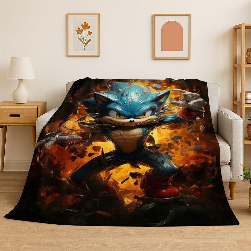 Classic Game S-Sonic Cartoon Soft Flannel Throw Blanket,Cozy Blanket for Bed,Couch,Sofa,Bedroom,Living Room,Travel,Picnic Kids