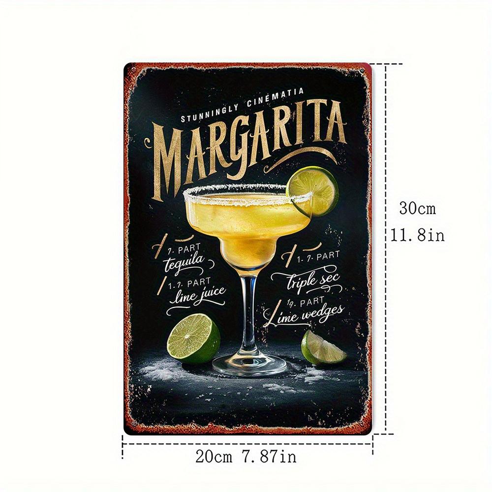 

Vintage Style Margarita Cocktail Metal Sign Flat Print Tin Sign Ideal for Home Bar Garage Club Restaurant Cafe Decor 20x30cm（7.8x11.8inch）