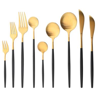 1 Stück Mattschwarz Gold Geschirr Edelstahl Besteck Home Dessert Gabel Löffel Messer Abendessen Besteck Besteck