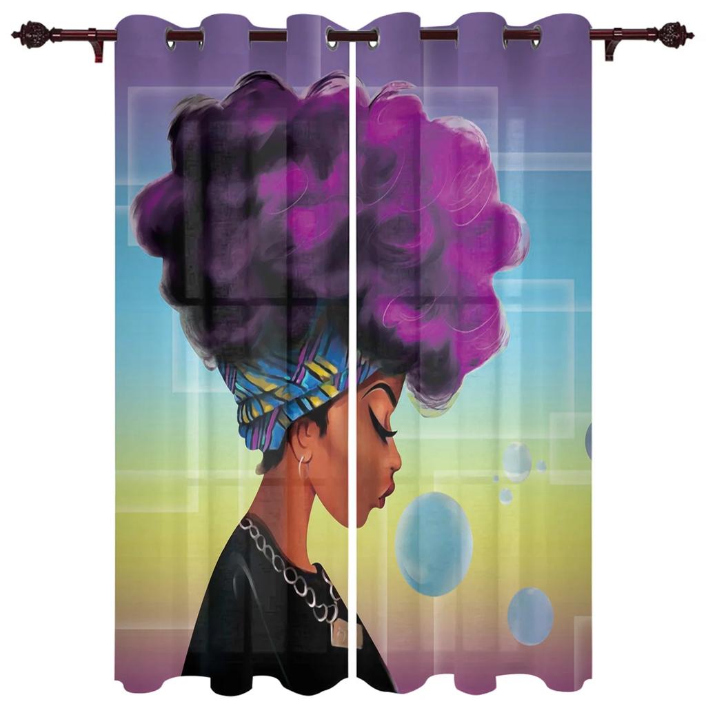 2Panels African Female Elephant Giraffe Bedroom Kitchen Curtains Living Room Decoration Items Window Curtains for Living Room