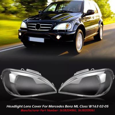 2PCS Front Headlight Glass Clear For Mercedes Benz ML-Class W163 2002-2005