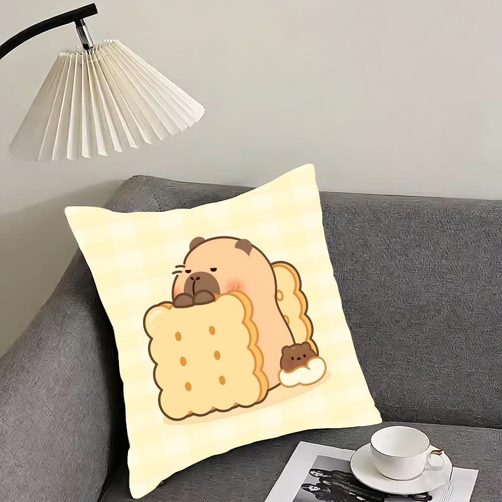 Cute Cartoon Capybara Cushion Cover Pillowcase Ultra Soft Skin Friendly Fabric Cloud Like Comfort Concealed Zipper