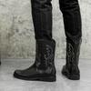 Western Style Cowboy Leather Boots Embroidered Long Leather Shoes High Top British Style Riding Boots