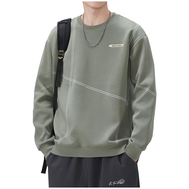 Men's 2025 Autumn/Winter Velvet Thickened Pullover Hoodie - Round Neck, Long Sleeve, Casual Sports Top