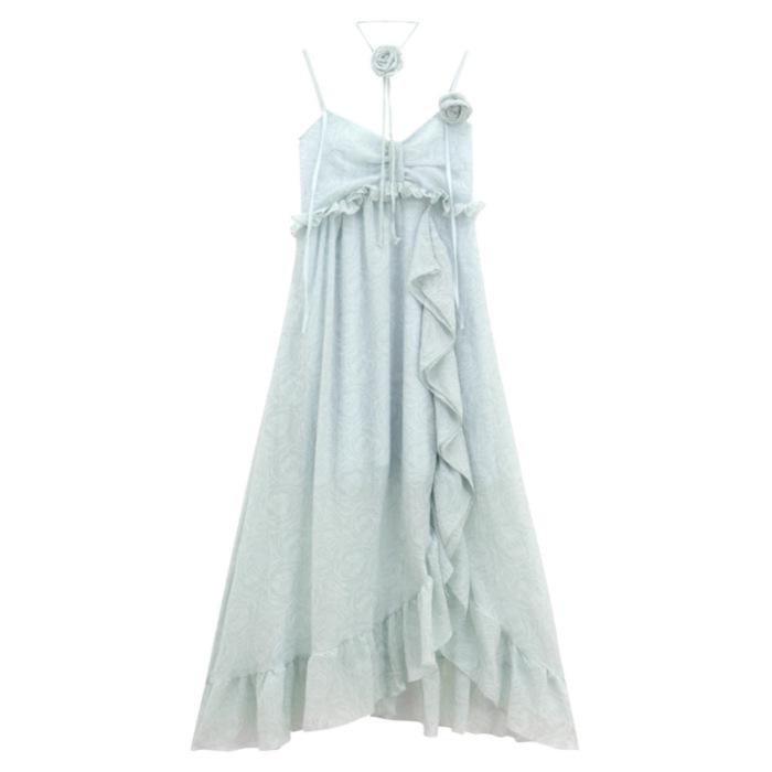 Forest-Style Strappy Ruffled Fairy Dress for Women - Summer 2025 Beach Vacation S