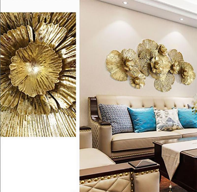 Chinese Wrought Iron Flower Wall Mural Accessories Home Living Room Metal Wall Sticker Decor Office Hotel Wall Decoration Items