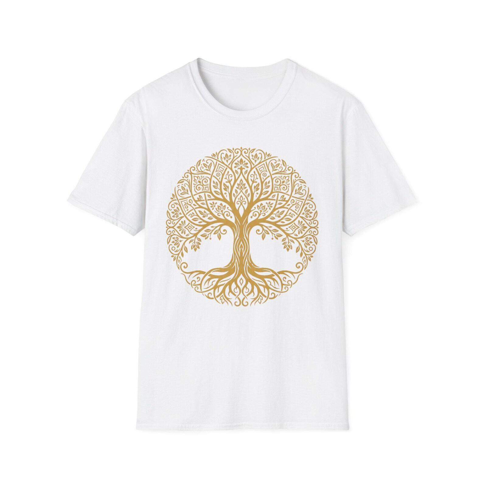 Gold Tree of Life T-Shirt | Celtic Mandala Sacred Tee | Spiritual Nature Lovers Shirt L