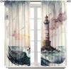 Lighthouse Curtains Vintage Sunset Ocean Island Lighthouse Nature Landscape Art Print Blackout Window Drapes for Bedroom Living