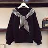 New Popular Round Neck Solid Color Scarf Knitted Sweater for Women Loose and Stylish Pullover Casual Sweater for Outdoor Wear