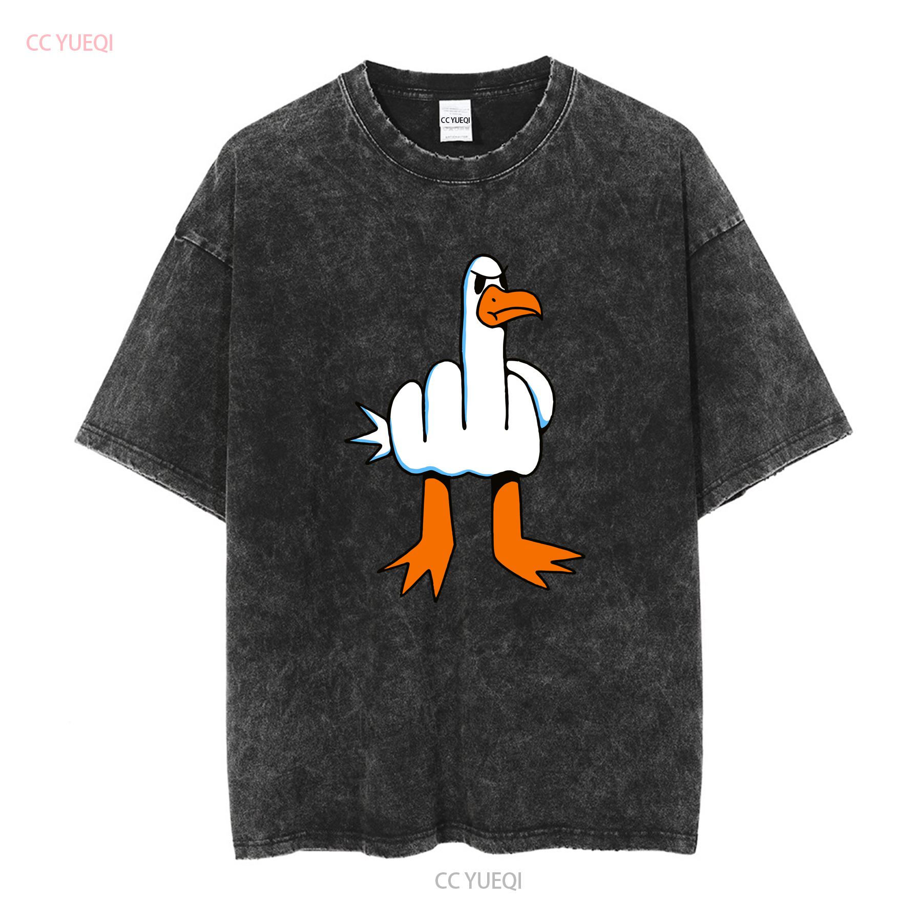 

Funny T Shirt Rude Seagull Design Middle Finger Birthday Top vintage Washed Breathable Versatile Slightly Casual Comfortable 3XL